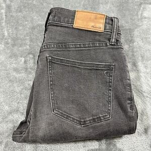 Madewell Jeans Womens 26x29 Black 9” High-rise Skinny Button Fly Raw Hem Stretch